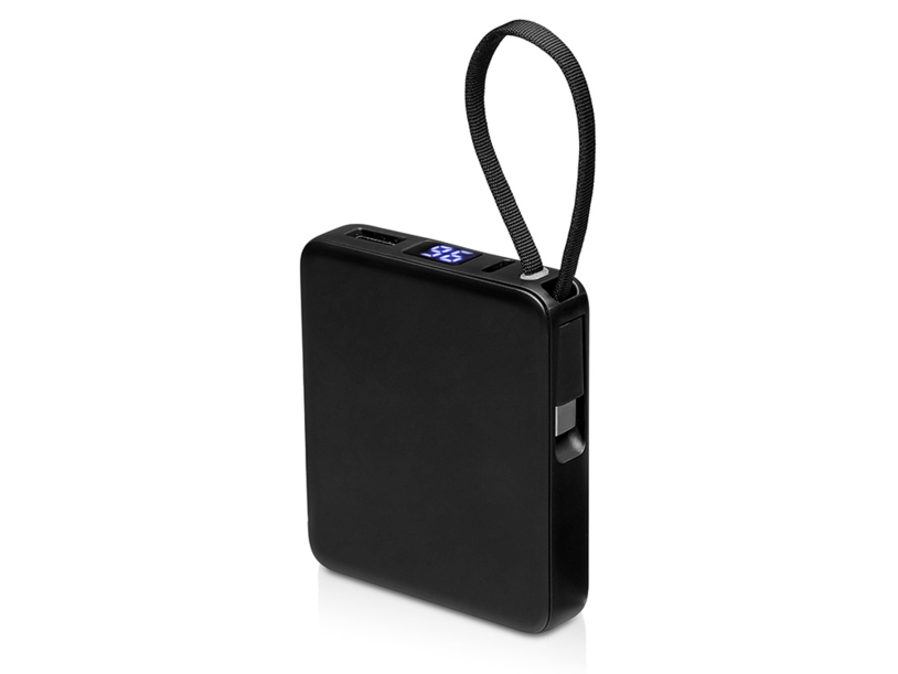 Внешний аккумулятор со встроенным кабелем USB-C Дэнси, 5000 мАч, черный (Изображение 1)