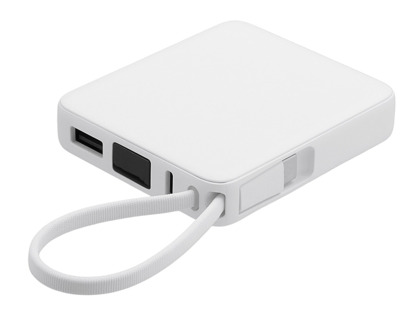 Внешний аккумулятор со встроенным кабелем USB-C Дэнси, 5000 мАч (белый)  (Изображение 2)