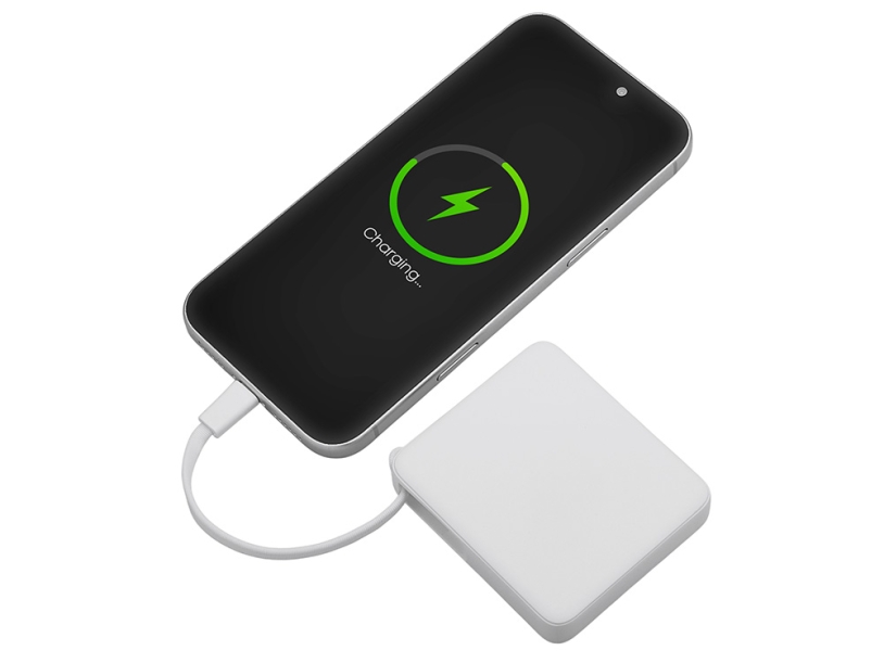Внешний аккумулятор со встроенным кабелем USB-C Дэнси, 5000 мАч (белый)  (Изображение 3)