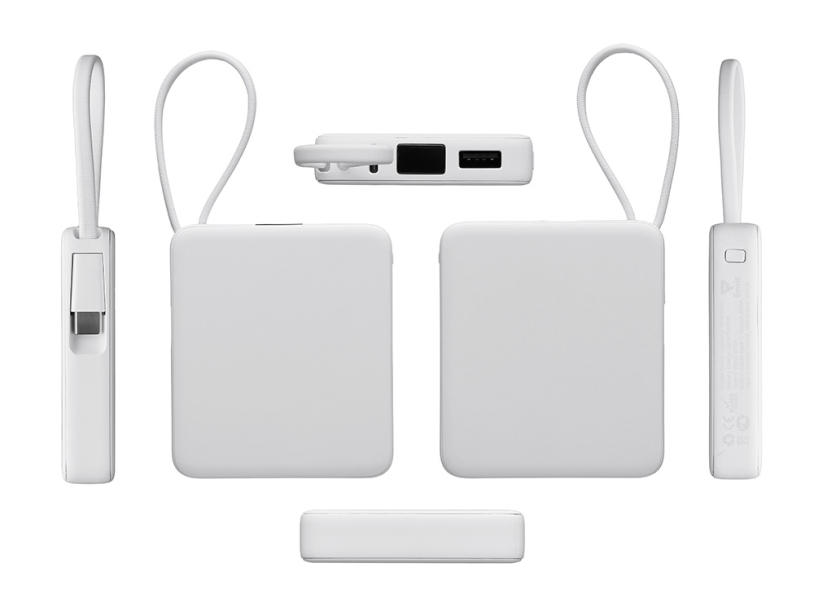Внешний аккумулятор со встроенным кабелем USB-C Дэнси, 5000 мАч (белый)  (Изображение 4)