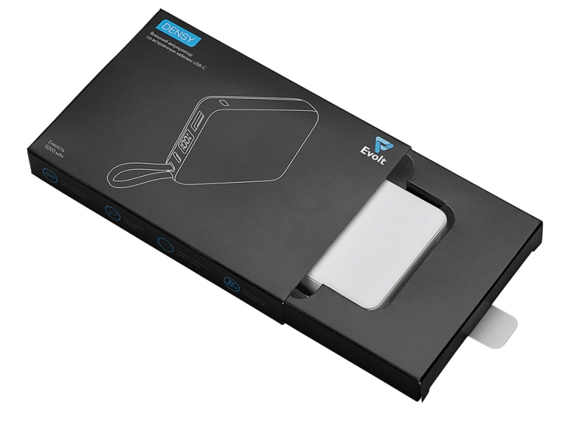 Внешний аккумулятор со встроенным кабелем USB-C Дэнси, 5000 мАч (белый)  (Изображение 5)