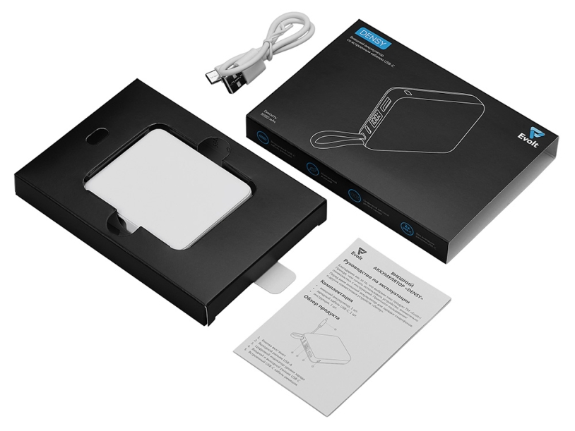 Внешний аккумулятор со встроенным кабелем USB-C Дэнси, 5000 мАч (белый)  (Изображение 6)