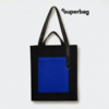 Шоппер Superbag Big Pocket, с карманом на молнии (черный с синим) (Изображение 1)