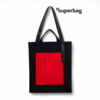 Шоппер Superbag Big Pocket, с карманом на молнии (черный с красным) (Изображение 1)