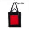 Шоппер Superbag Big Pocket, с карманом на молнии (черный с красным) (Изображение 1)