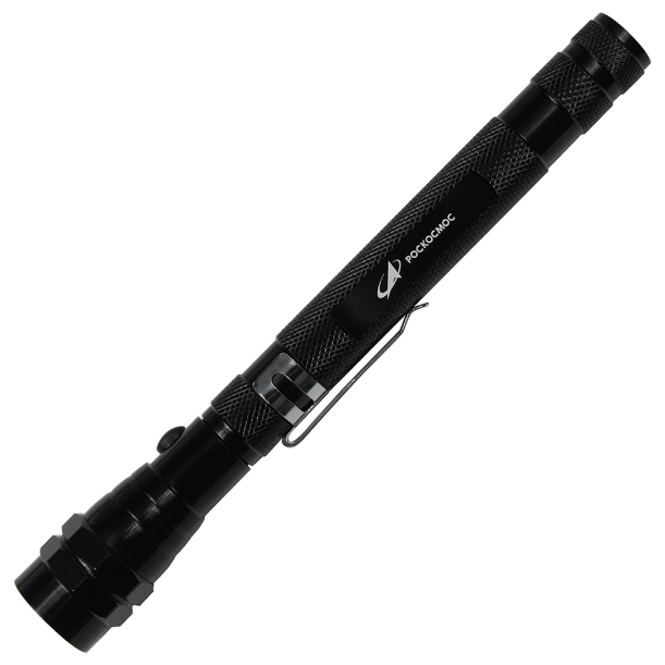 Фонарь телескопический Tools Flashlight Print Sample "Роскосмос", с магнитом, черный (Изображение 1)