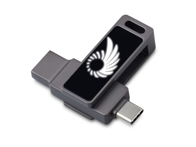 Флешка 32 ГБ USB Type-C и USB 3.0 с подсветкой лого Спинлайт (Изображение 1)
