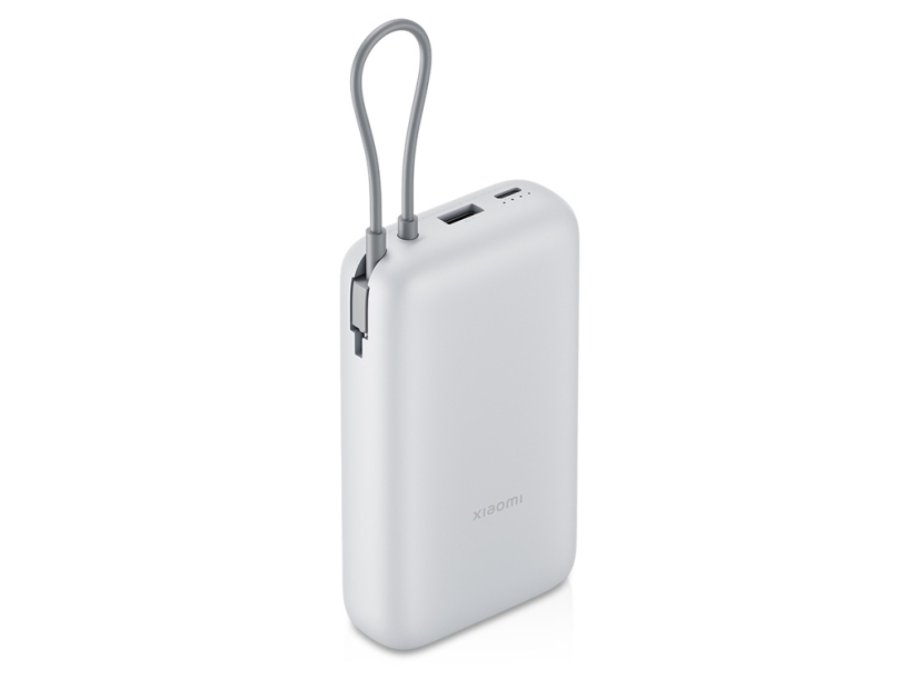 Внешний аккумулятор с встроенным кабелем Xiaomi Power Bank (Integrated Cable), 20000 мАч (светло-серый)  (Изображение 1)