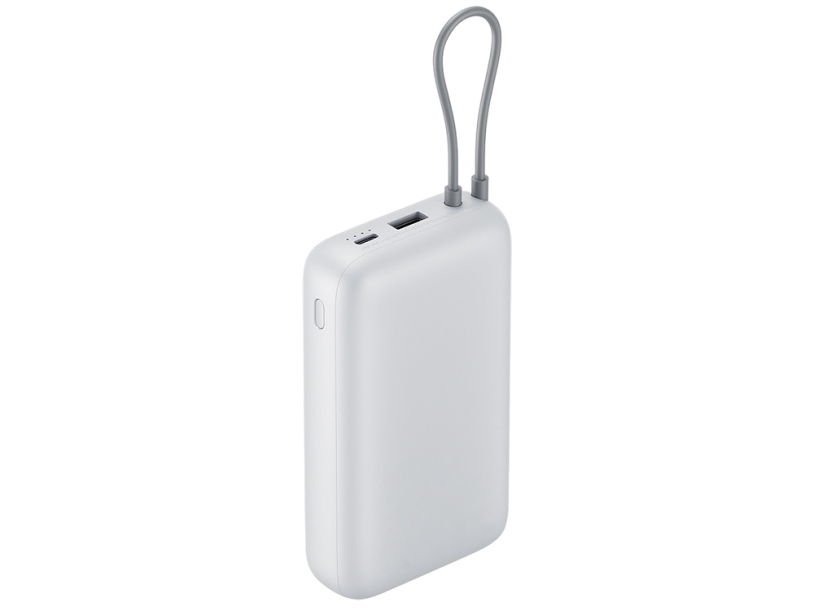 Внешний аккумулятор с встроенным кабелем Xiaomi Power Bank (Integrated Cable), 20000 мАч (светло-серый)  (Изображение 2)