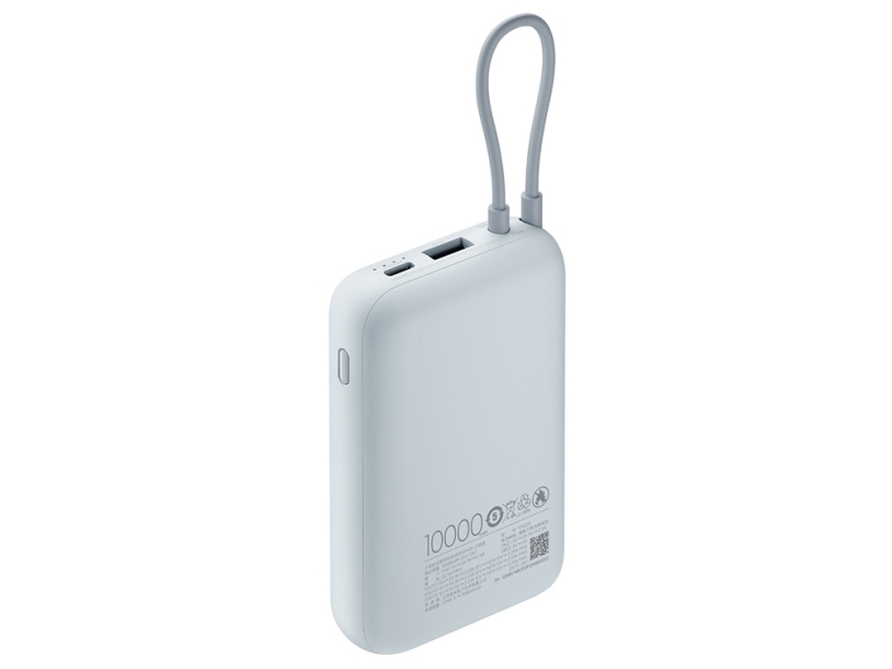Внешний аккумулятор со встроенным кабелем Mi Power Bank 10000mAh (Integrated Cable) Ice Blue GL (Изображение 5)