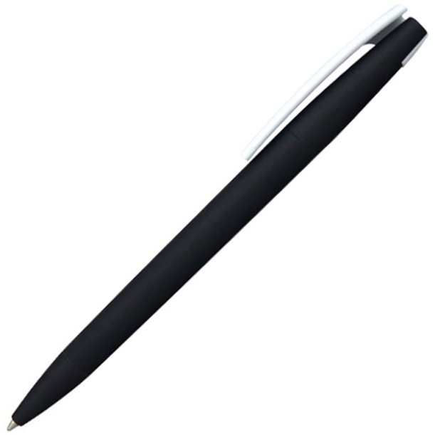 Ручка шариковая, пластиковая, софт тач, черная/белая, Zorro Color Mix (Изображение 1)