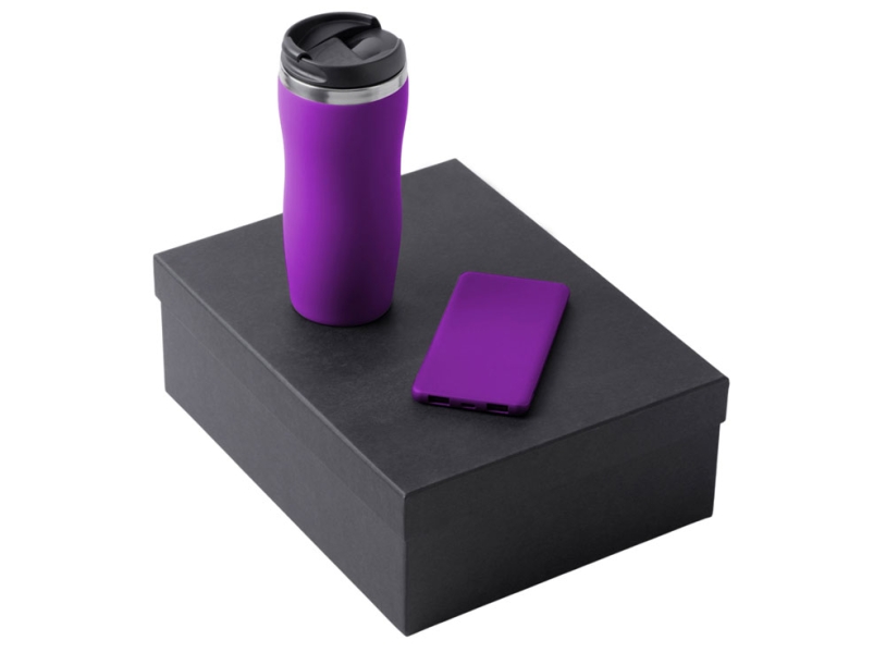 Подарочный набор COLOR IT c термокружкой и повербанком (фиолетовый) 5000 mAh (Изображение 1)