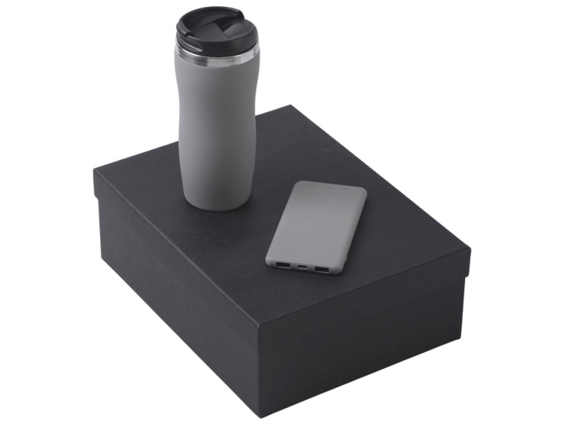 Подарочный набор COLOR IT c термокружкой и повербанком (серый) 5000 mAh (Изображение 1)