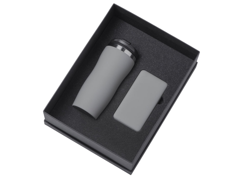 Подарочный набор COLOR IT c термокружкой и повербанком (серый) 10000 mAh (Изображение 2)