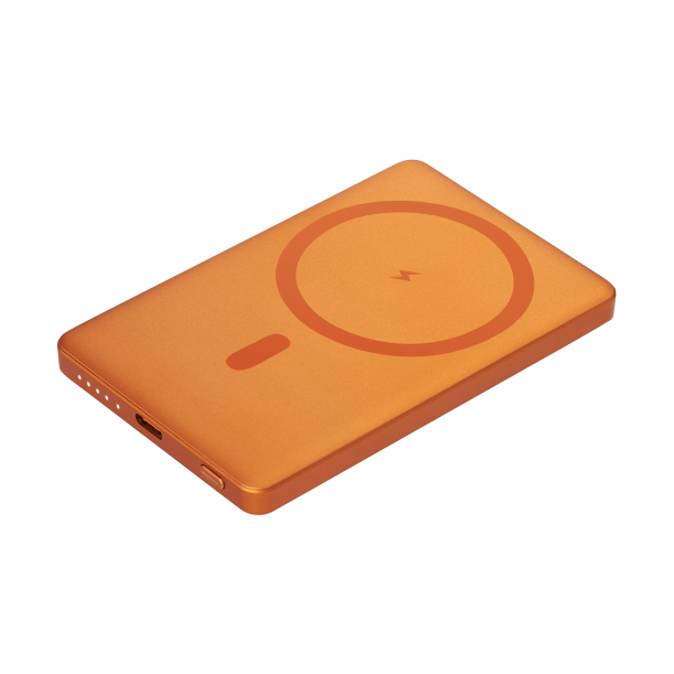 Внешний аккумулятор Atlantis PD 5000mAh с функцией беспроводной зарядки 15W, оранжевый (Изображение 1)