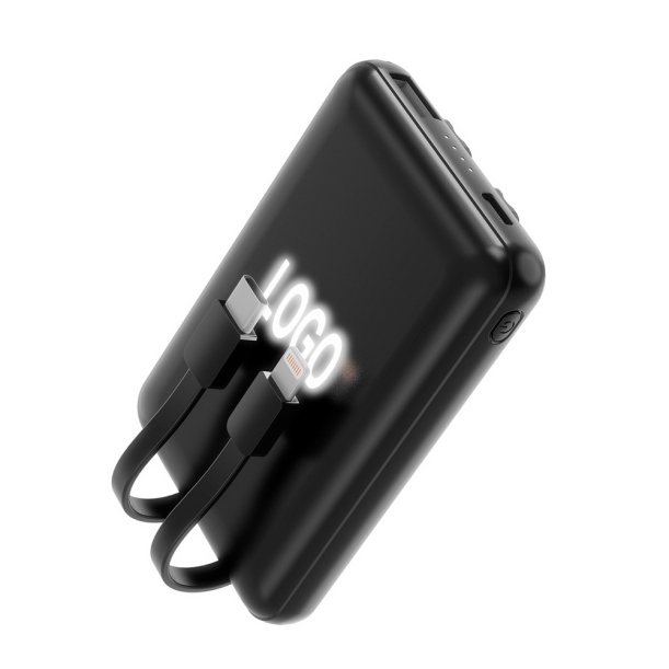 Внешний аккумулятор Eron с подсветкой гравировки, 5000 mAh, чёрный/белый (Изображение 1)