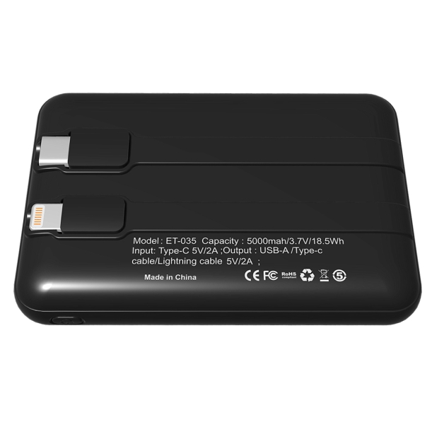 Внешний аккумулятор Eron с подсветкой гравировки, 5000 mAh, чёрный/синий (Изображение 2)