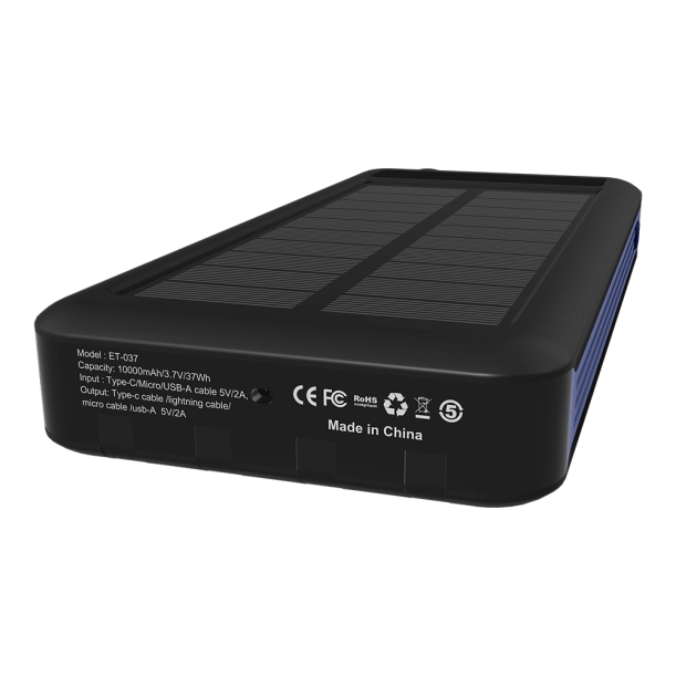 Внешний аккумулятор Xyron с солнечной панелью, 10000 mAh, синий (Изображение 3)