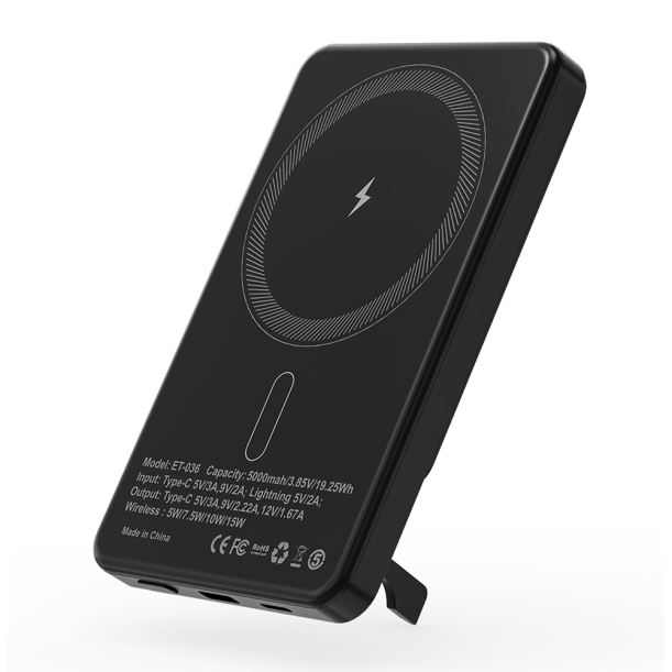 Внешний аккумулятор c беспроводной зарядкой Superb, 5000 mAh, черный (Изображение 1)