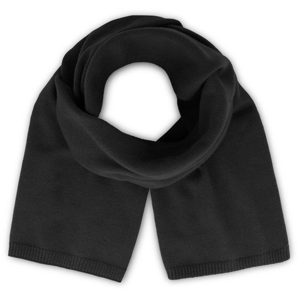 Шарф вязаный  двойной "WIND SCARF-S", черный,100% переработанный полиэстер (Изображение 1)