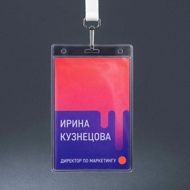 Карман для выставочного бейджа Expo, вертикальный, 10,3х16,1см (прозрачный) (Изображение 4)