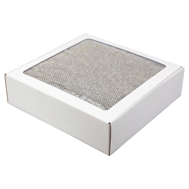 Плед акриловый Super Soft Nature размер 120*160 см, серый, плотность 450гр/м2,  в подарочной белой крафтовой коробке с окошком (Изображение 1)