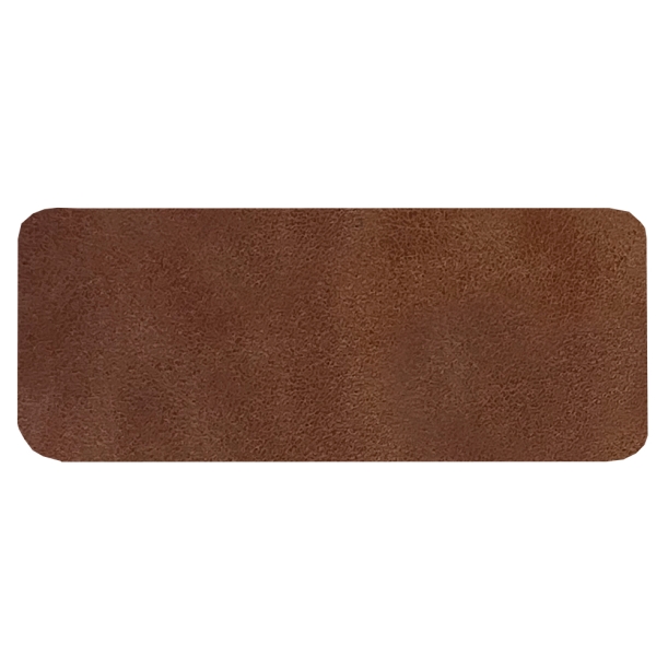 Шеврон Rectangle Smooth Leather размер 50*20 мм, коричневый, со скругленными углами (Изображение 1)