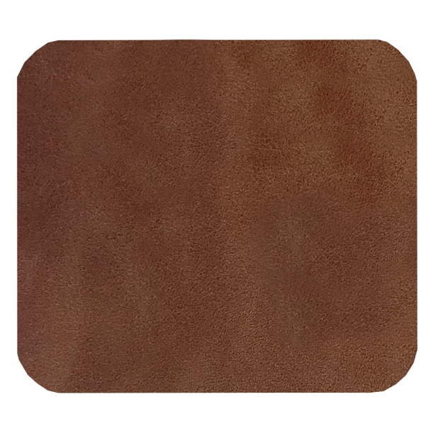 Шеврон Rectangle Smooth Leather размер 40*35 мм, коричневый, со скругленными углами (Изображение 1)