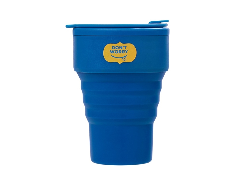 Силиконовый складной стакан GoCup, синий индиго, тампопечать (Изображение 1)