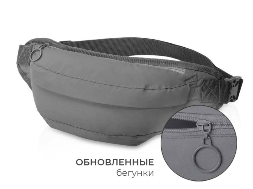 Светоотражающая сумка на пояс Neo Extra Reflect, серый светоотражающий + ремувка (Изображение 2)