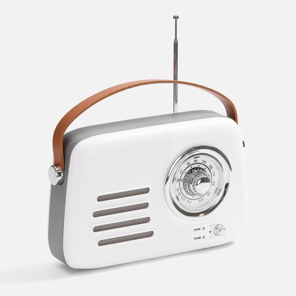 Bluetooth-колонка с радио Retronica, белая (Изображение 1)