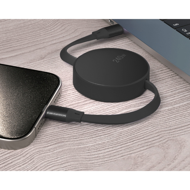 Кабель зарядный скоростной USB High Energy 2-в-1, Type-C ,  PD 240W , Quick Charge, черный (Изображение 4)