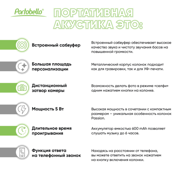 Беспроводная колонка Пэшн (Passion) 80dB 600 mAh (Bluetooth 5.0), синяя (Изображение 13)
