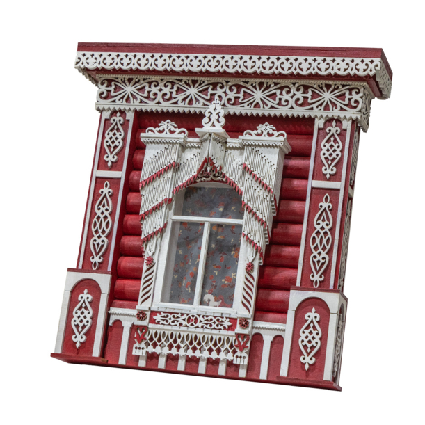 Сборная модель наличника Костромской области, "Berendey" (Бахромчатый) (бежевый) (Изображение 2)