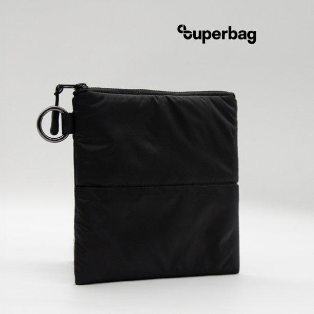 Органайзер для мелочей Superbag Bubble, стёганый, на молнии, с креплением на кольцо-карабин (черный) (Изображение 1)