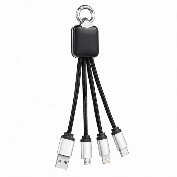 Кабель - брелок Plug с подсветкой гравировки, черный (Изображение 2)