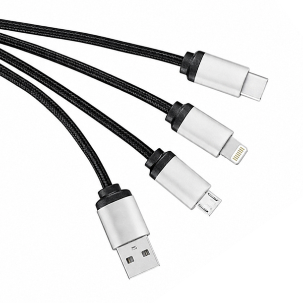 Кабель - брелок Plug с подсветкой гравировки, черный (Изображение 4)