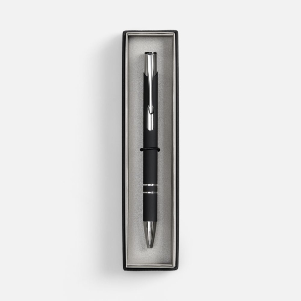 Ручка шариковая Keskus Soft Touch в футляре, черная (Изображение 2)