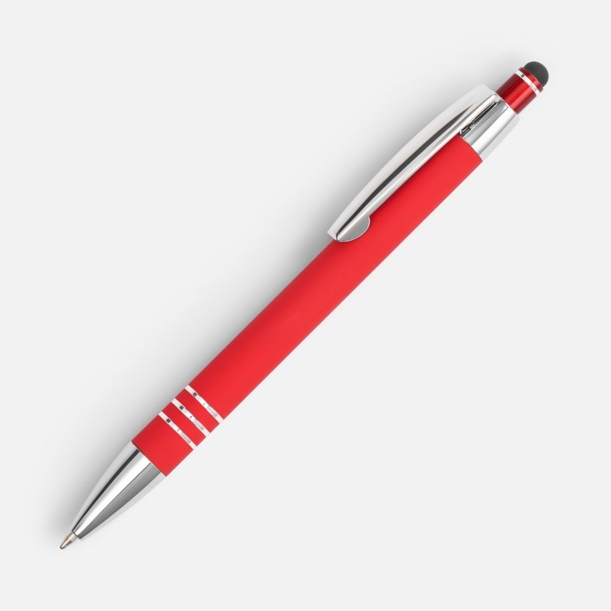 Ручка шариковая Sansen Soft Touch со стилусом, красная (Изображение 1)