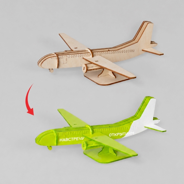 Деревянный 3d пазл Самолет (Изображение 1)
