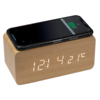 Часы настольные Wireless Time Hub с беспроводной зарядкой, термометром, календарем, светло-коричневые (Изображение 2)