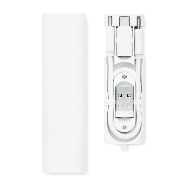 Кабель зарядный выдвижной USB Solid Line  60W 3-в-1 на Lightning, Micro-USB, Type-C «U50» 2,4 A, Quick Charge в пластиковом футляре, белый (Изображение 3)