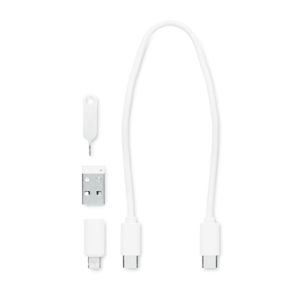 Кабель зарядный выдвижной USB Solid Line  60W 3-в-1 на Lightning, Micro-USB, Type-C «U50» 2,4 A, Quick Charge в пластиковом футляре, белый (Изображение 4)