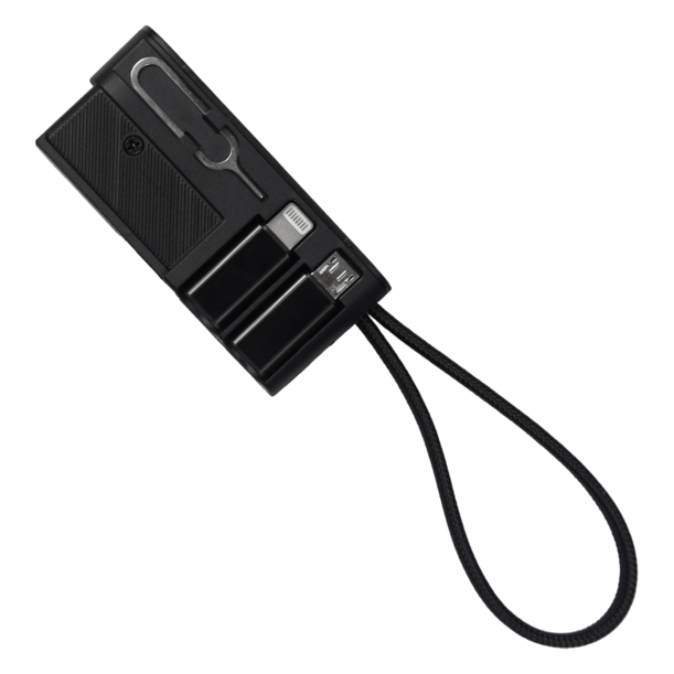 Кабель зарядный выдвижной USB Ultra Link  60W 3-в-1 на Lightning, Micro-USB, Type-C «U50» 2,4 A, Quick Charge в пластиковом футляре, черный (Изображение 4)