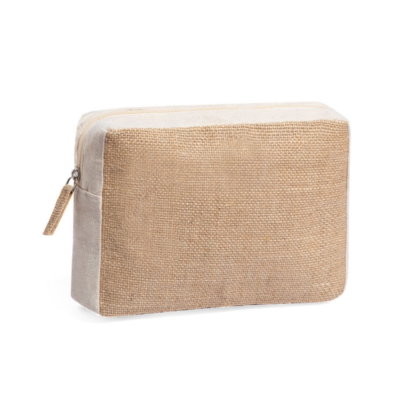 Косметичка RINGOK, бежевый, 20 x 15 x 6 см, джут/хлопок 290г/м2. (Изображение 1)