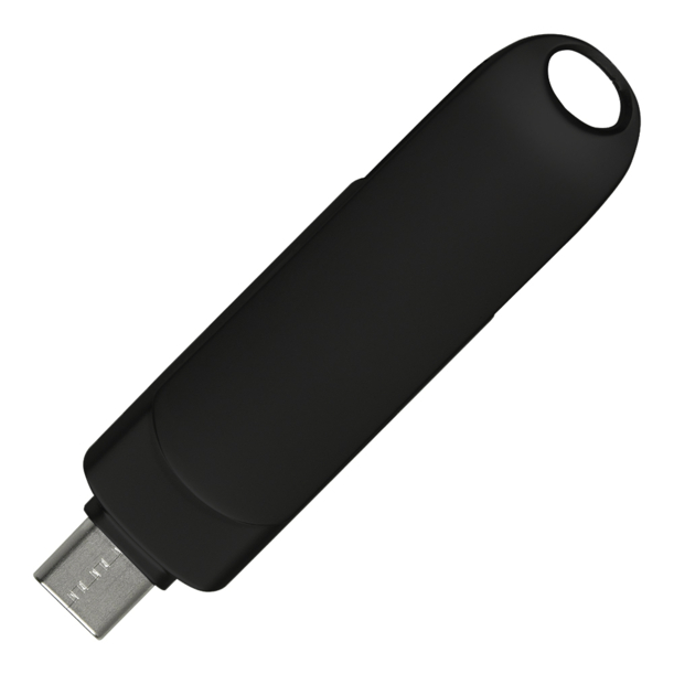 Флеш накопитель  USB 3.0 + TYPE C Cupertino, металл, черный матовый, 32 GB (Изображение 3)