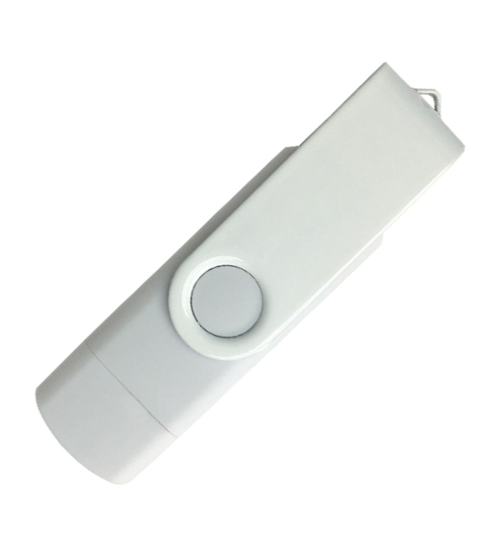 Флеш накопитель USB 2.0/OTG Twister Smart 16GB, пластик Софт Тач/металл, белый/белый (Изображение 1)