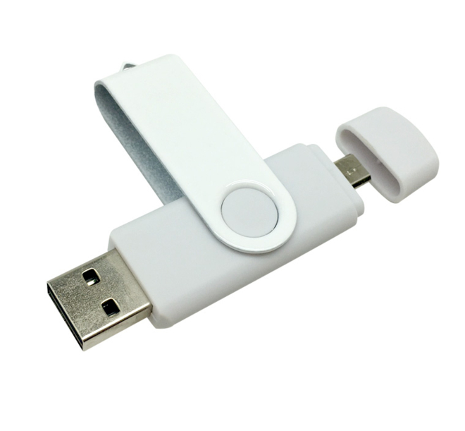 Флеш накопитель USB 2.0/OTG Twister Smart 16GB, пластик Софт Тач/металл, белый/белый (Изображение 2)