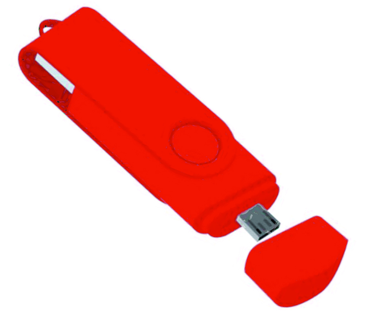 Флеш накопитель USB 2.0 Twister Smart 16GB, пластик Софт Тач/металл, красный/красный (Изображение 1)