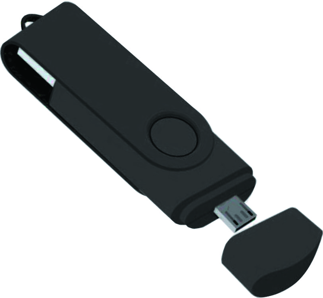 Флеш накопитель USB 2.0 Twister Smart 16GB, пластик Софт Тач/металл, черный/черный (Изображение 1)